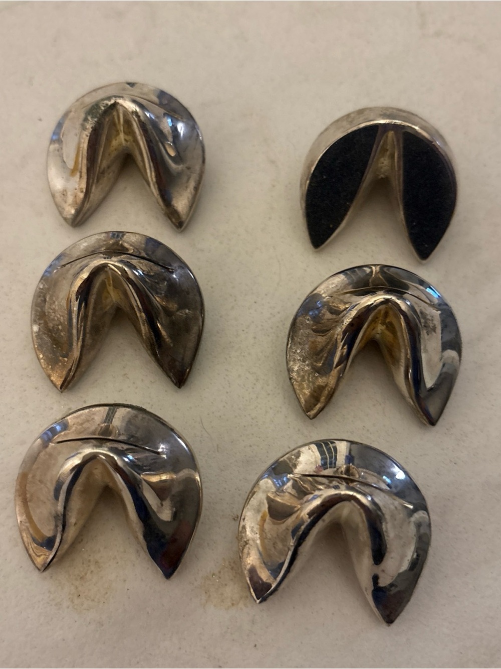 Set of 8 Silver plated Fortune Cookie card/placeholder settings- Home Accents